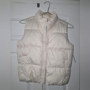 Old Navy Cream Quilted Vest with High Collar